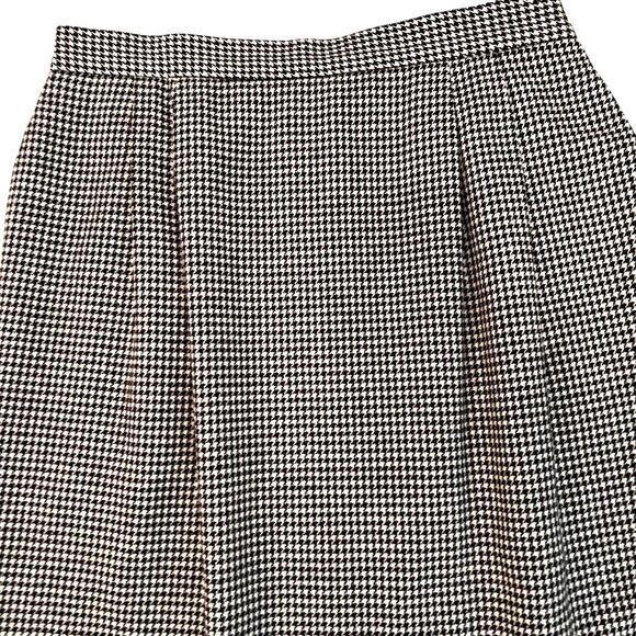 Vtg Vinci Black White Houndstooth Pencil Skirt Wool Back Slit Size 12 Pockets - Picture 2 of 13